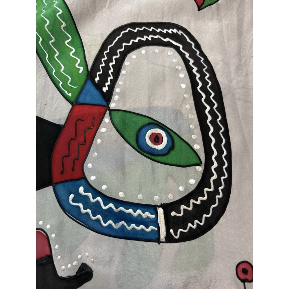Joan Miro Art Scarf Abstract-Eyes-58”X 11”-Multicolored-stain - Picture 7 of 11